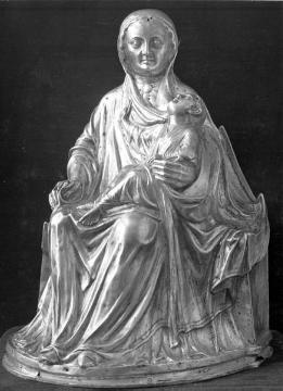 Thronende Muttergottes, Reliquiar aus Silberblech, Mitte 13. Jh. (St. Petrus und Gorgonius-Dom)