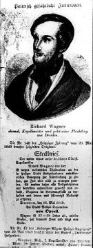 Steckbrief Richard Wagners als 'politisch gefährliches Individuum', Mai 1849