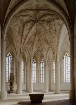 Ev. Pfarr- und Marktkirche St. Marien: Säulenhalle mit Gewölbemalerei, Romanik, Mitte 13. Jahrhundert