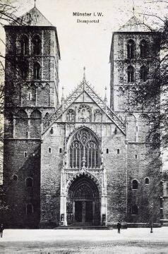 Paulus-Dom, Münster - Westwerk mit Portal um 1908 [Postkarte ohne Verlagsangabe]