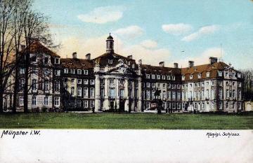 Fürstbischöfliches Residenzschloss Münster, um 1906 [Heliocolor-Postkarte, Ottmar Zieher, München]