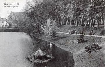 Münster-Altstadt 1906: Promenade und Teich am Kanonengraben [Postkarte ohne Verlagsangabe]