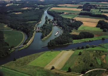 Wasserknotenpunkt Ems, Große Aa, Dortmund-Ems-Kanal, Ems-Vechte-Kanal bei Elbergen, zwischen Lingen und Rheine, nördlich von Rheine, Südgrenze Niedersachsen