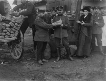 Erster Weltkrieg, Westfront: Brotanlieferung für eine Abteilung des Landsturm Inf. Batl. Siegen, ohne Ort, undatiert