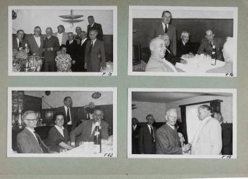 Gesellschaftsabend zu Ehren Richard Schirrmanns (Bild 1 Mitte, 4 links) anlässlich der Verleihung der Ehrenbürgerschaft seiner hessischen Wahlheimatstadt Grävenwiesbach an seinem 80. Geburtstag 1954 (Fotoalbum)