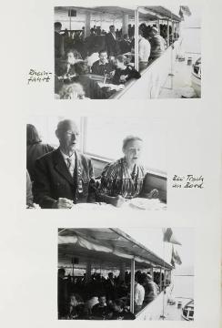 Fotoalbum "50 Jahre Deutsches Jugendherbergswerk 1909-1959": Ausflugsfahrt auf dem Rhein - Bild Mitte: Richard Schirrmann mit Gattin Elisabeth