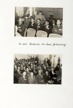 Fotoalbum "50 Jahre Deutsches Jugendherbergswerk 1909-1959": Feststunde (?) in der Godesberger Redoute - unten links: Die DJH-Gründer Richard Schirrmann und Wilhelm Münker