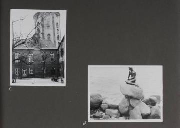 Die "Kleine Meerjungfrau" im Hafen von Kopenhagen (Wahrzeichen der Stadt), Edvard Eriksen, 1913 - Reiseimpressionen anlässlich der Internationalen Jugendherbergskonferenz 1936 in Kopenhagen - in: Album Richard Schirrmann "1936 Kongress Kopenhagen, Reise durch Schweden"