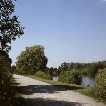 Uferpromenade an der Lippe im Stadtpark "Grüner Winkel" nordöstlich der Altstadt