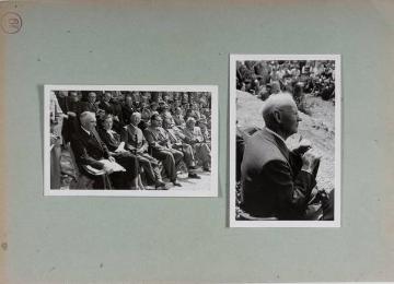 Festveranstaltung zu Ehren Richard Schirrmanns (rechts) anlässlich der Verleihung der Ehrenbürgerschaft seiner hessischen Wahlheimatstadt Grävenwiesbach an seinem 80. Geburtstag 1954 (Fotoalbum)