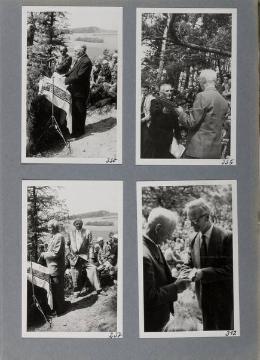 Festveranstaltung zu Ehren Richard Schirrmanns (2. Bild rechts, 4. Bild links) anlässlich der Verleihung der Ehrenbürgerschaft seiner hessischen Wahlheimatstadt Grävenwiesbach an seinem 80. Geburtstag 1954 (Fotoalbum)