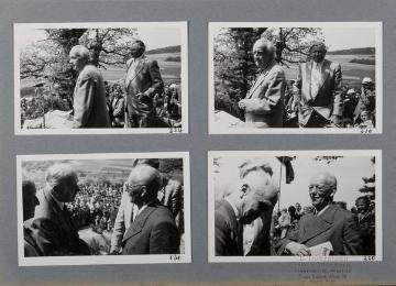 Festveranstaltung zu Ehren Richard Schirrmanns (Bild 3, 4 rechts) anlässlich der Verleihung der Ehrenbürgerschaft seiner hessischen Wahlheimatstadt Grävenwiesbach an seinem 80. Geburtstag 1954 (Fotoalbum)