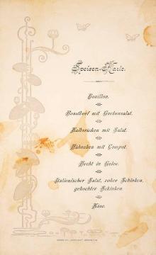Hafeneinweihung Münster, Festakt am 16. Oktober 1899: Speisekarte des Festmahls