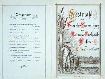 Hafeneinweihung Münster, Festakt am 16. Oktober 1899: Speisekarte und Begleitprogramm des Festmahls