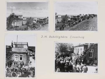 Einweihung der Jugendherberge Schillighörn, Wangerland-Horumersiel, in: Fotoalbum "Jugendherbergen des Landesverbandes Unterweser-Ems", gewidmet Richard Schirrmann 1954