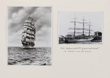 Jugendherberge Segelschulschiff Deutschland, Bremen, in: Fotoalbum "Jugendherbergen des Landesverbandes Unterweser-Ems", gewidmet Richard Schirrmann 1954
