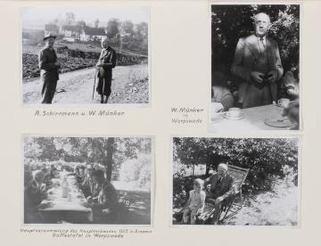 Richard Schirrmann und Wilhelm Münker in Worpswede, Landkreis Osterholz, in: Fotoalbum "Jugendherbergen des Landesverbandes Unterweser-Ems", gewidmet Richard Schirrmann 1954