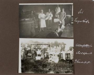 Kinderdorf Staumühle, Lagerküche - Ferienlager für bedürftige Kinder aus dem Ruhrgebiet, gegründet und betrieben von Richard Schirrmann 1925-1932, undatiert, in: Familienalbum „Kinderdorf Staumühle“