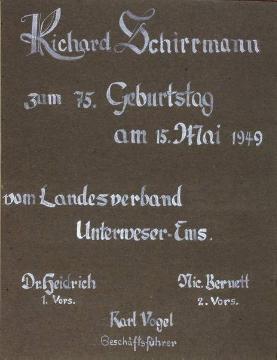 Jugendherbergen des Landesverbandes Unterweser-Ems - Geschenkalbum für Richard Schirrmann zum 75. Geburtstag, erstellt 1949