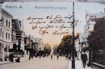 Postkarte der Warendorfer Straße in Münster-Mauritz (östlicher Teil), Ausfallstraße Richtung Telgte, undatiert, um 1900? (Leihgabe der Firma Radio Neufelder, Münster)