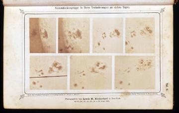 Sonnenfotografien des amerikanischen Astronomen Lewis M. Rutherford, als Druckvorlage vom originalen Glasnegativ erstellt 1871 vom Münsteraner Fotopionier Friedrich Hundt