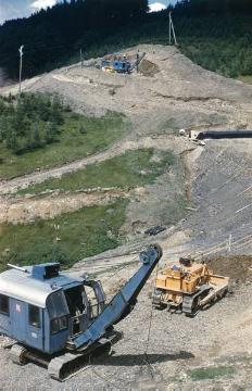 Bau einer Höhenstraße im Dumicketal im Zuge der Errichtung der Biggetalsperre 1957-1965