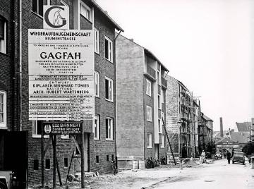 Münster-Innenstadt, Wiederaufbaugemeinschaft Blumenstraße, betreut durch die GAGFAH - Gemeinnützige Aktiengesellschaft für Angestellten-Heimstätten, um 1955