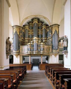 Pfarrkirche St. Jakobus d. Ä. (Abtei Marienmünster 1128-1803): Barockorgel des Lippstädter Orgelbauers Johann Patroklus Möller (1736-1738)