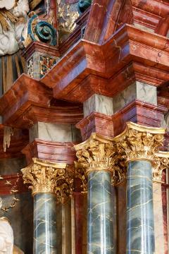 Ehemalige Klosterkirche St. Franziskus, Vreden-Zwillbrock: Barockes Ausstattungsdetail aus imitiertem Marmor