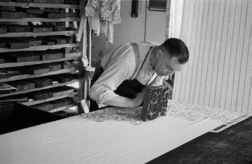 Färber Wilhelm Kentrup, um 1948 - Inhaber der ältesten Blaudruckerei Westfalens in Nottuln, gegründet in der ersten Hälfte des 19. Jh.