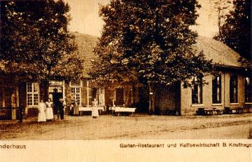 Gartenrestaurant Keuthage, Münster-Kinderhaus, Grevener Straße 403, auch Aufführungsort plattdeutscher Theaterspiele - undatiert, 1918? (Bildsammlung Heimatmuseum Kinderhaus)