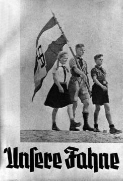 "Unsere Fahne". Zeitschrift der Westfälischen Hitlerjugend. Titelbild des 1. Heftes 1934