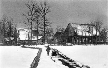 Verschneites Gehöft in der Gütersloher Heide, undatiert, um 1914?