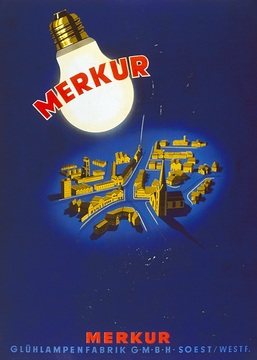 Werbeplakat der Merkur Glühlampenfabrik, Soest