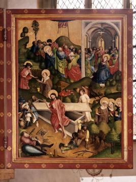 Meister von Schöppingen: Schöppinger Altar, rechte Innentafel mit Darstellung der Auferstehung Christi, um 1453/54 (St. Brictius-Kirche)