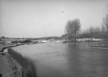 Neues Flussbett der Ems bei Westbevern bei Hochwasser, Februar 1935.