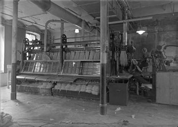 Hechelmaschine in der Ravensberger Spinnerei, in Betrieb 1855-1974, im 19. Jh. bis Anfang 20. Jh. größte Flachspinnerei Europas, Heeper Straße
