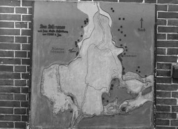 Karte der vorgeschichtlichen Siedlungen rund um den Dümmersee am Dümmer-Museum in Lembruch, ca. 1940.