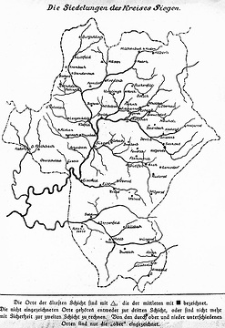 Siedlungskarte des Kreises Siegen