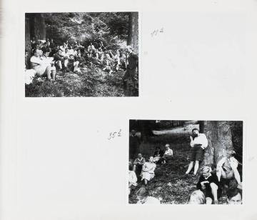 Richard Schirrmann, Fotoalbum: Wanderrast auf einem Wanderführerlehrgang ("H.W.F.Lehrgang") in der Hans Breuer-Jugendherberge in Schwarzburg, Thüringen, undatiert, um 1935?