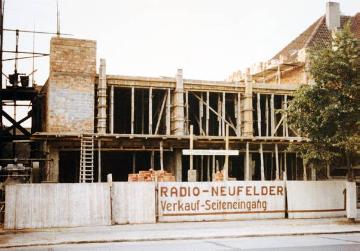 Firma Radio Neufelder, Geschäftsneubau ab 1959: Errichtung eines mehrstöckigen Wohn- und Geschäftshauses auf dem Grundstück der einstigen Kriegsruine Warendorfer Straße 71, undatiert
