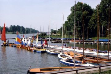 Hafen des Bootsverleihs am Aasee (Nordufer)