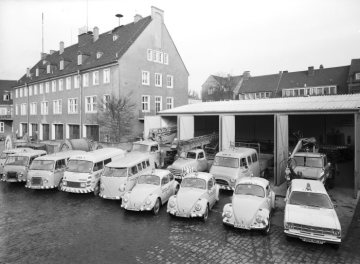Stadtwerke Hamm - Fuhrpark des Elektrizitätswerks, 1968.