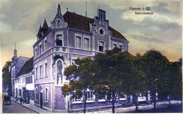 Katholische Rektoratsschule für Jungen, Hamm - gegründet 1867 von der St. Agnes-Gemeinde, später Märkisches Gymnasium. Postkarte, undatiert, um 1910 [?]