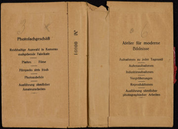 Dienstleistungsangebot des Hammer Fotoateliers und Fotofachgeschäftes Josef Viegener, eröffnet 1925 an der Oststraße 47. Undatiert, um 1925?
