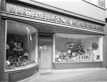 WMF-Fachgeschäft der Württembergischen Metallwarenfabrik, Hamm, Weststraße [?]. Undatiert, um 1953.