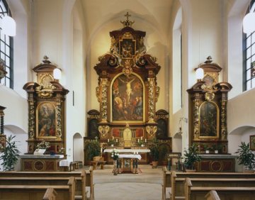 Kapuzinerkloster Werne, Klosterkirche: Barocker Hochaltar aus dem 17. Jh. Das Kloster wurde 1671/1680 errichtet nach Plänen des Ambrosius von Oelde, Kapuzinerbruder und Barockbaumeister. November 2014.