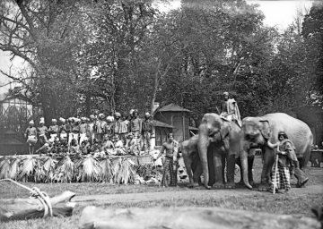 Völkerschau im Zoologischen Garten Münster, 1925 - veranstaltet zur Feier des 50-jährigen Jubiläums der Zoogründung 1875 durch Zoologieprofessor Hermann Landois.