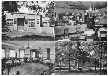 Gaststätte "Zur Dorfeiche", Hamm-Ostwennemar, Soester Straße 33 - Inhaber Emil Demmer. Vereinslokal des Männergesangvereins. Postkarte, undatiert, um 1953.