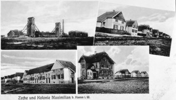 Zechenkolonie Maximilian, Hamm-Werries. Postkarte, um 1920.